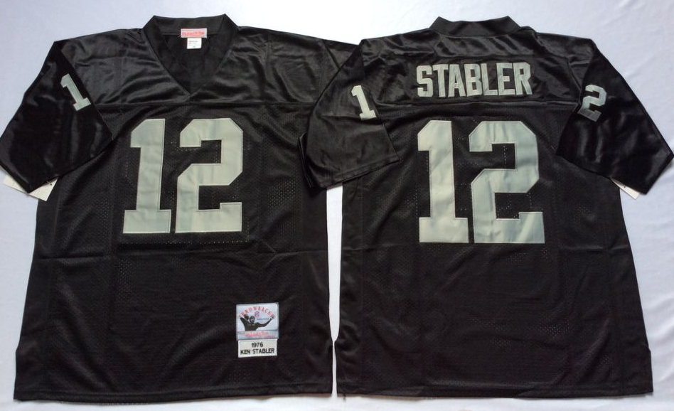 Men NFL Oakland Raiders #12 Stabler black Mitchell Ness jerseys